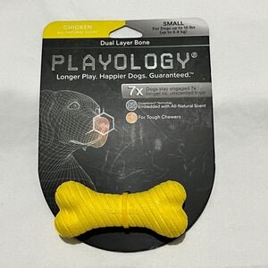 Playology Dual Layer‎ Dog Bone Tough Chew Toy All Natural Scent Small